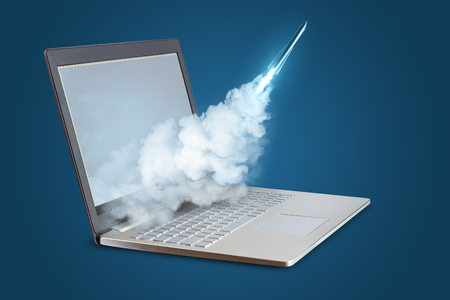 Start up the project on my laptop concept design.の写真素材