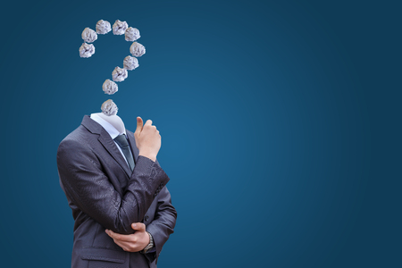 A Question mark instead of a head of the businessman.の写真素材