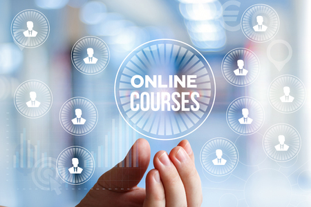 Online course in business man hand .の写真素材