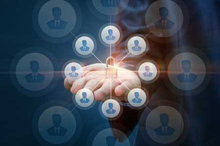 Lock for protecting network users on a blue background.の写真素材