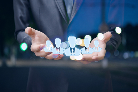 Businessman showing the hands of a group of people.Concept of global HR.の写真素材