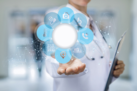 Health care and medical services . Doctor shows icons .の写真素材