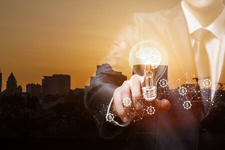 The concept of brainstorming and ideas in business.