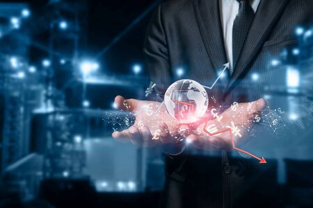 The concept of support during the depression and world economic crisis.の写真素材