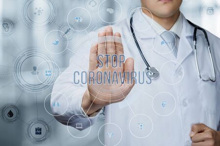 The concept of stop the spread of coronavirus.の写真素材
