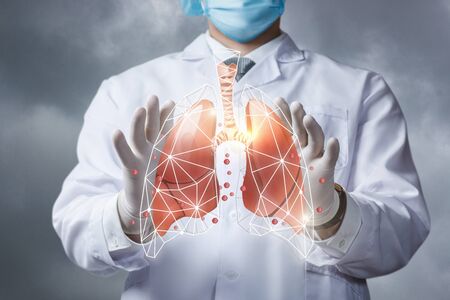 The concept of treatment of an infected lung virus.の写真素材