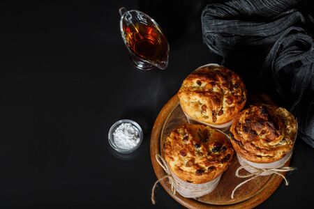 Baking Rum and sugar on a black background.の写真素材