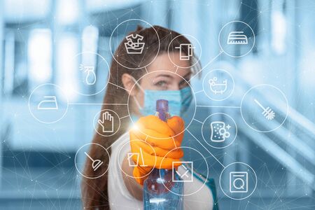 The concept of a cleaning service during a pandemic.の写真素材