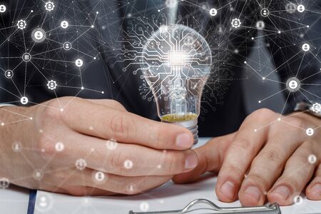 The concept of artificial intelligence and innovative ideas in business.