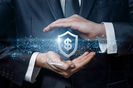 The concept of protection and security of dollars.の写真素材