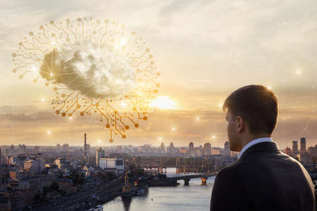 The concept of support and treatment of the lungs.Woman supports the lungs icon on a blurred background.の写真素材