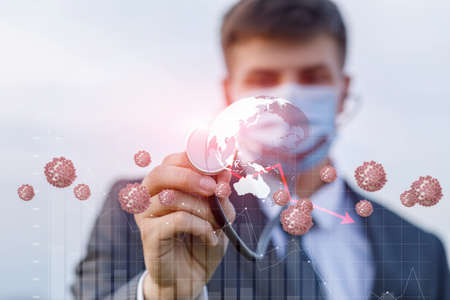 The concept of diagnosing the economic crisis in business around the world.の写真素材