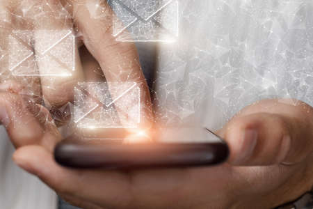 The concept of working with email on the Internet.の写真素材