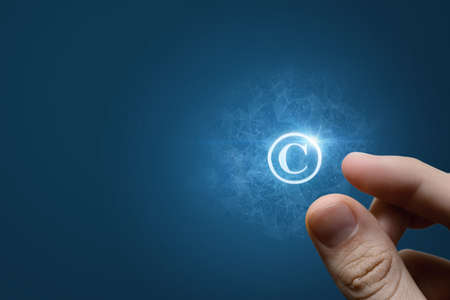 Only shows the copyright sign on a blue background.の写真素材