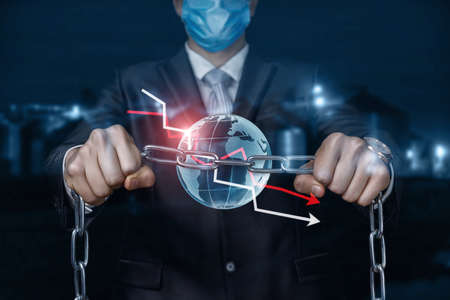 The concept of a business crisis in the world during the coronavirus epidemic.の写真素材