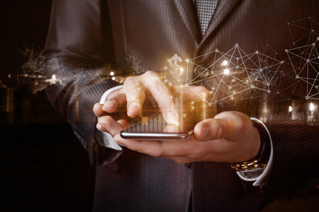 The concept of financial growth and technology development in business.の写真素材