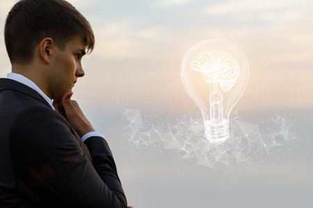 Concept of thinking and brainstorming and creative ideas.の写真素材