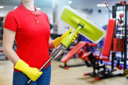 The concept of cleaning services of gyms and fitness centers.の写真素材