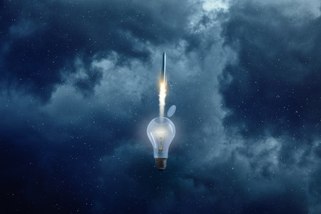 Concept of starting innovative ideas and promoting them.の写真素材