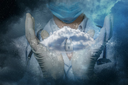 Medical data protection and support concept. Doctor support data cloud.の写真素材