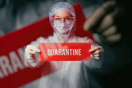 The concept of quarantine and bans during an epidemic.の写真素材
