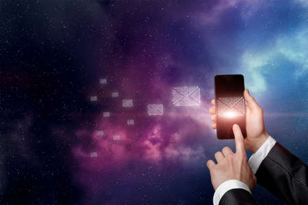 Concept of working with email in mobile device.