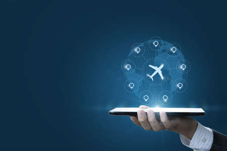 Concept of providing business travel services and airline tickets.の写真素材