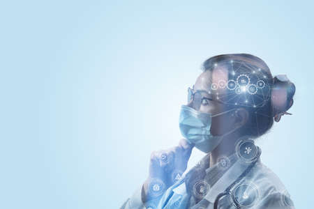 Concept of brainstorming in medicine for medical care.の写真素材