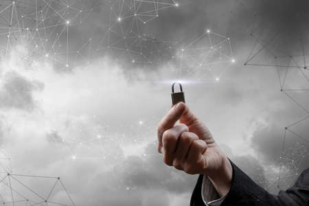 Hand exposes protection and security in network connections.