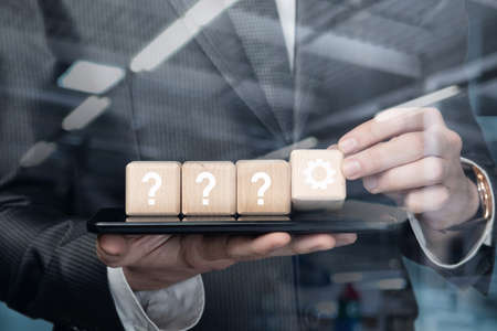 Concept of choosing a solution to a question in a multitasking workflow.の写真素材