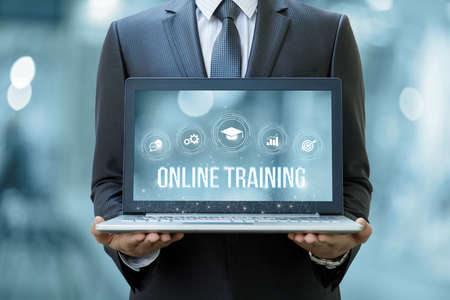 The concept of conducting online training on the Internet.の写真素材