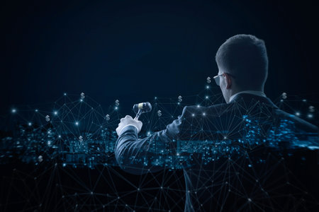 The concept of holding auctions in the network of the city.の写真素材