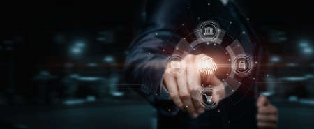 The concept of protection and blocking with a fingerprint.の写真素材