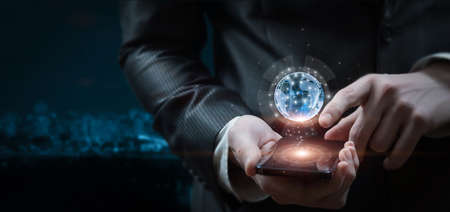 Concepts modern technologies and mobile devices while working in the global network.