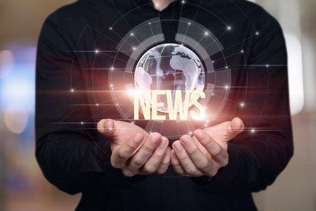 The concept of supporting and promoting news in the world.の写真素材