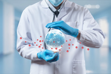 The concept of medical protecting the world from the spread of the virus.の写真素材