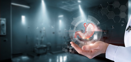 The concept of modern methods of research and scanning of the patient's stomach.