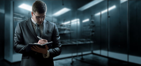 A young man writes but once in this background.の写真素材