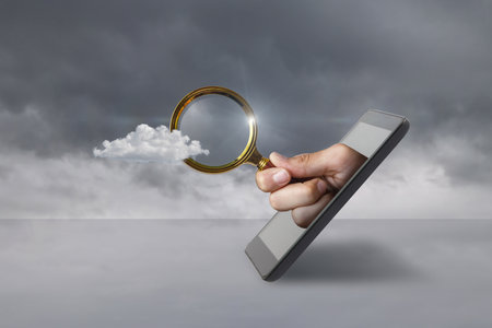 The concept of tracking data through a mobile phone.の写真素材