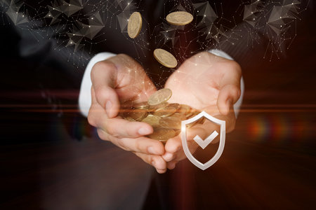 The concept of savings and insurance of personal savings and income.の写真素材