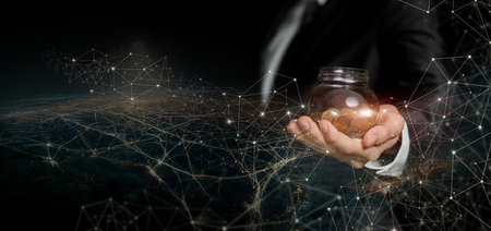 The concept of wealth and accumulations on the Internet.の写真素材