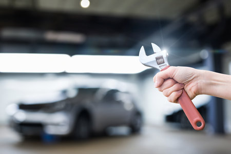 The concept of repair in the garage of automotive equipment.の写真素材
