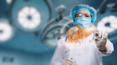 Concept of modern technology in the study of patient liver research.の写真素材