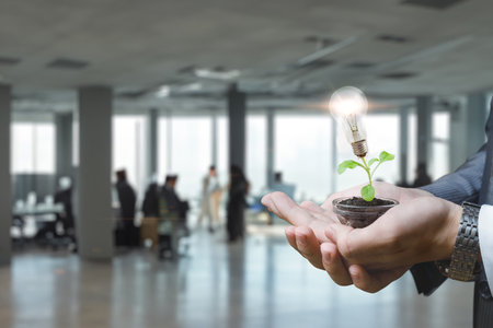 Concepts grown ideas in businessman office work.
