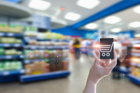 Concepts of shopping in an online store using remote banking.の写真素材