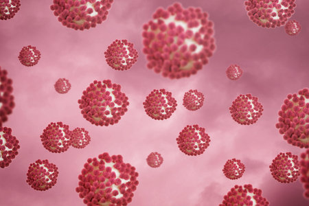 Viruses on blurred background High magnification.