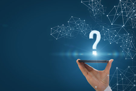 Concept of searching for answers to questions on the internet mobile communication.の写真素材