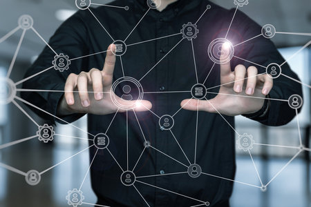 Virtual workflow in a network of connections.の写真素材