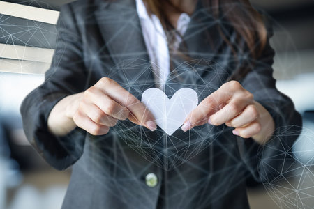 The concept of leadership with heart in business and management.の写真素材