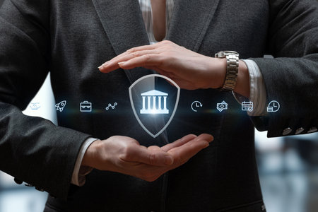 The concept of digital protection of business processes. Protecting corporate or financial systems using digital technologies.の写真素材